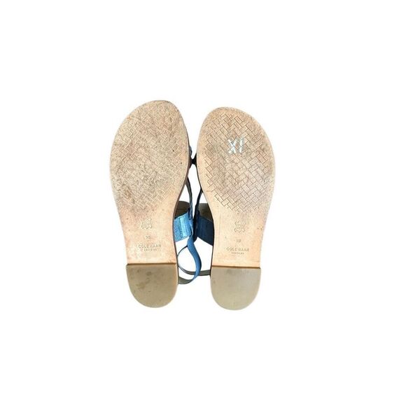 Cole Haan Womens Leather Anica Braided Thong Back Strap Sandals Blue Size 9B - Picture 4 of 16